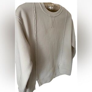 T&B Sweatshirt Girls Medium 8/10 Cream Exposed Seam Detail